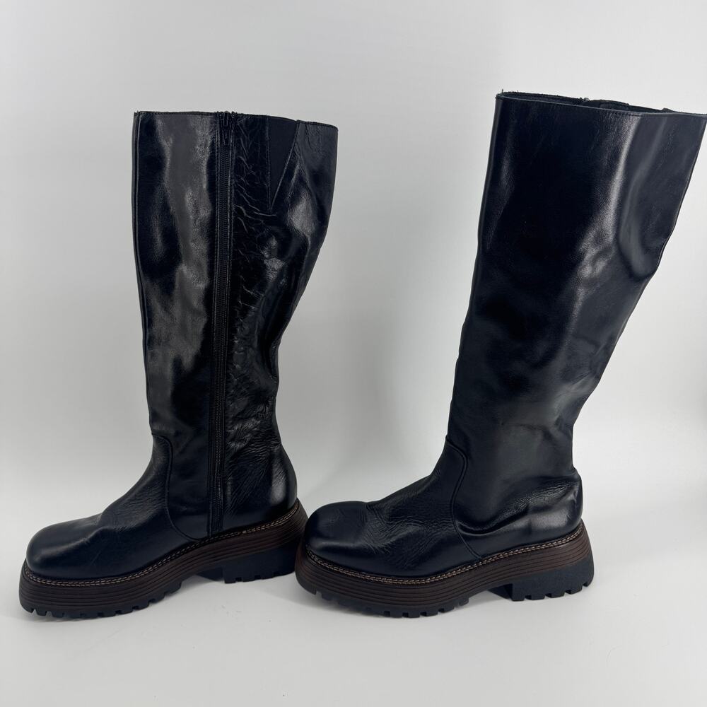 Free People Rhodes Tall Leather Boots Size 10 NEW Black Chunky 90s Platform Y2K - Picture 9 of 13